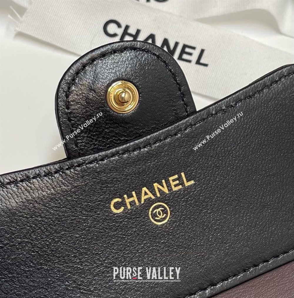 Chanel Lambskin Card Holder Wallet Black/Gold 2025 82288 (SSZ-250212081)
