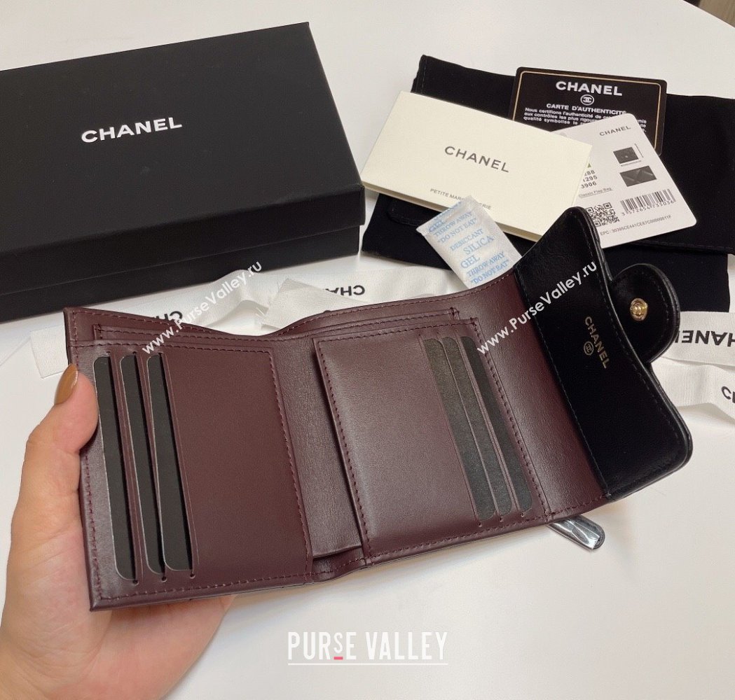 Chanel Lambskin Card Holder Wallet Black/Gold 2025 82288 (SSZ-250212081)