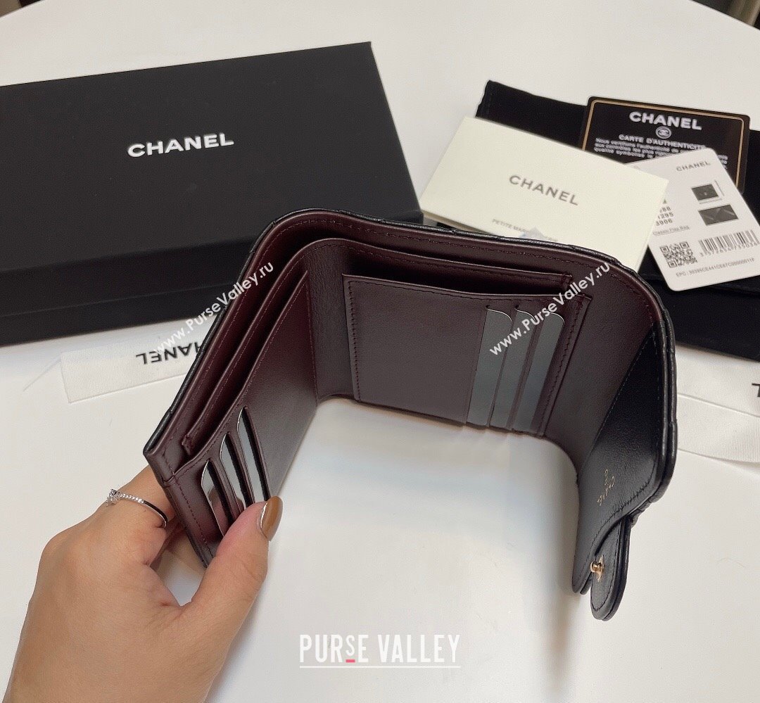 Chanel Lambskin Card Holder Wallet Black/Gold 2025 82288 (SSZ-250212081)