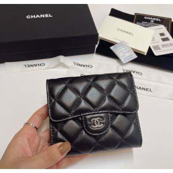 Chanel Lambskin Card Holder Wallet Black/Silver 2025 82288 (SSZ-250212082)