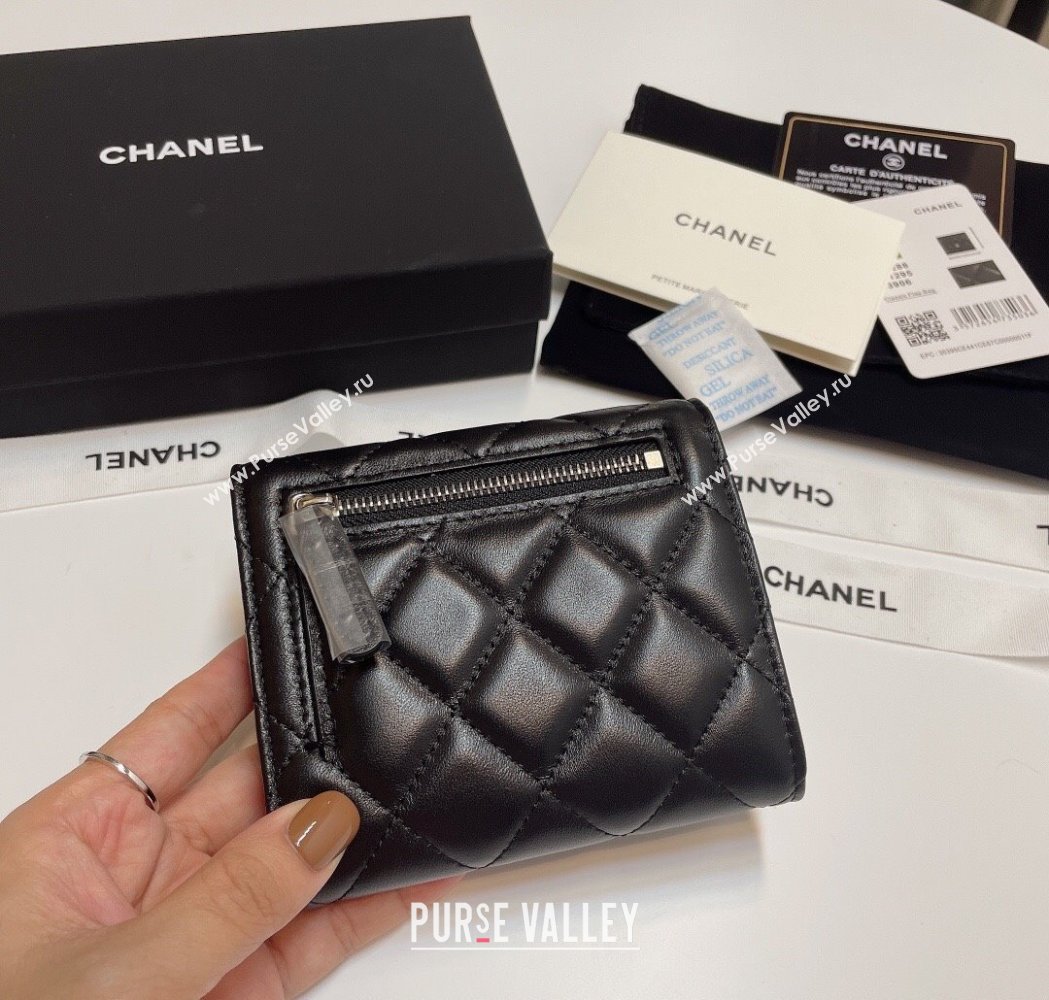 Chanel Lambskin Card Holder Wallet Black/Silver 2025 82288 (SSZ-250212082)