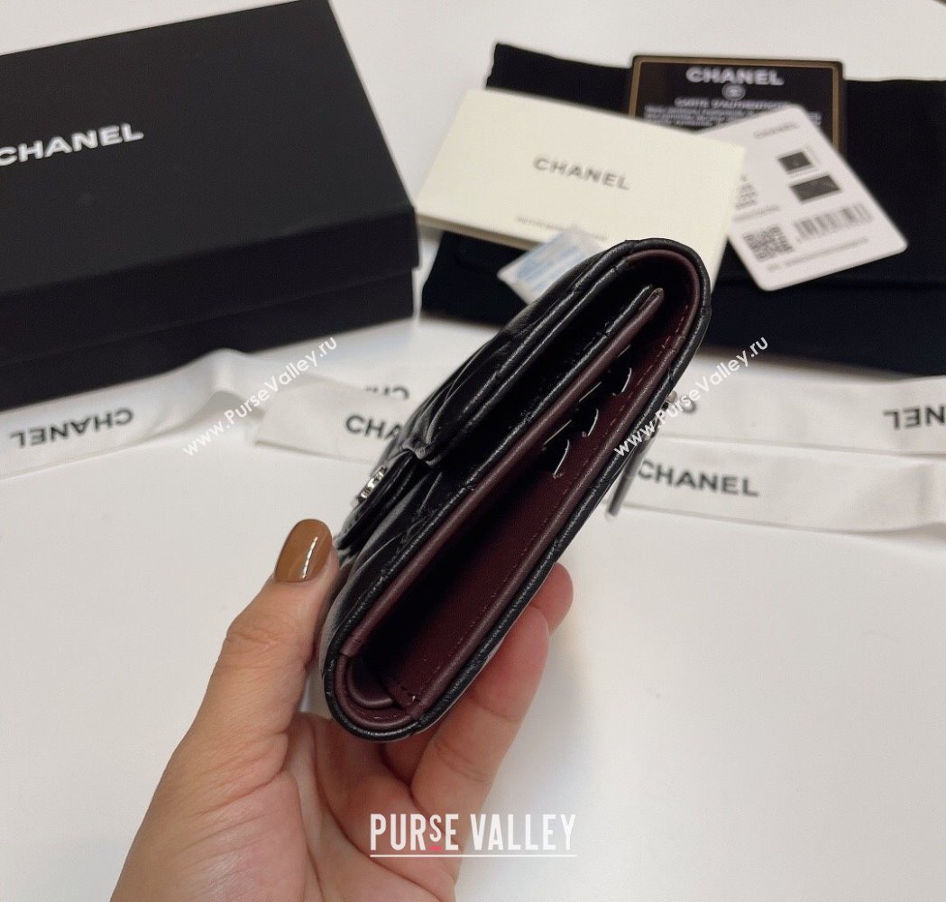 Chanel Lambskin Card Holder Wallet Black/Silver 2025 82288 (SSZ-250212082)