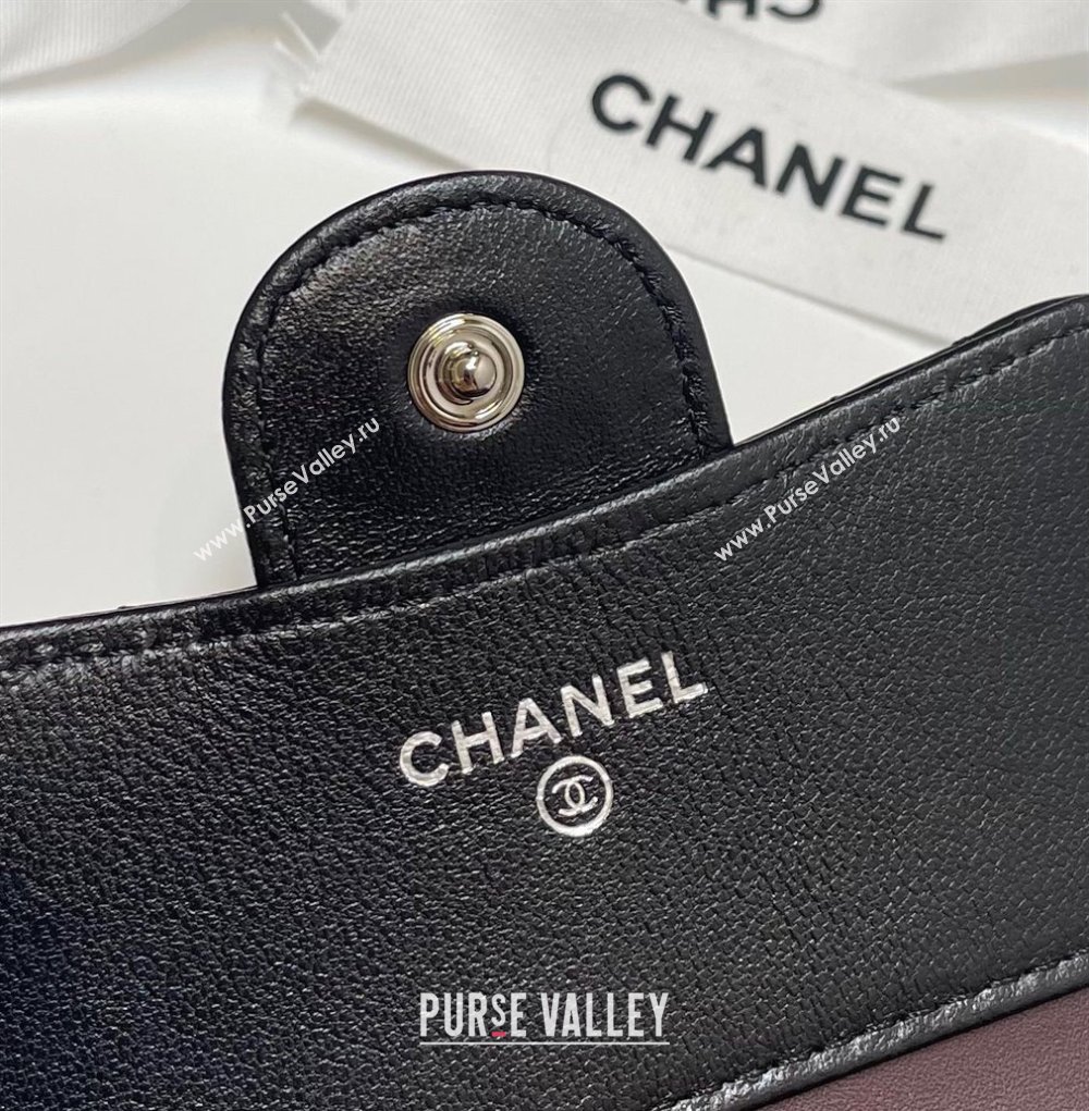 Chanel Lambskin Card Holder Wallet Black/Silver 2025 82288 (SSZ-250212082)