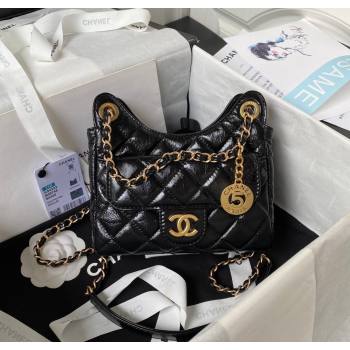 Chanel Shiny Crumpled Calfskin Small Hobo Bag AS4323 Black 2025 (yezi-250213033)