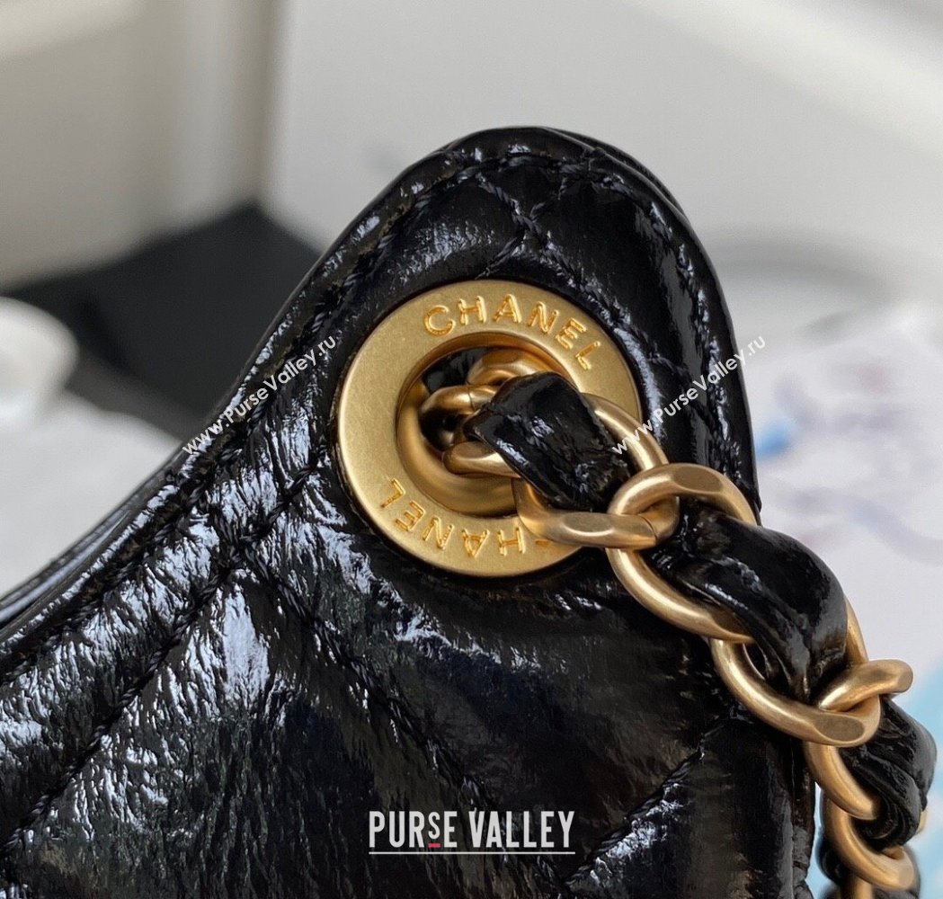 Chanel Shiny Crumpled Calfskin Small Hobo Bag AS4323 Black 2025 (yezi-250213033)