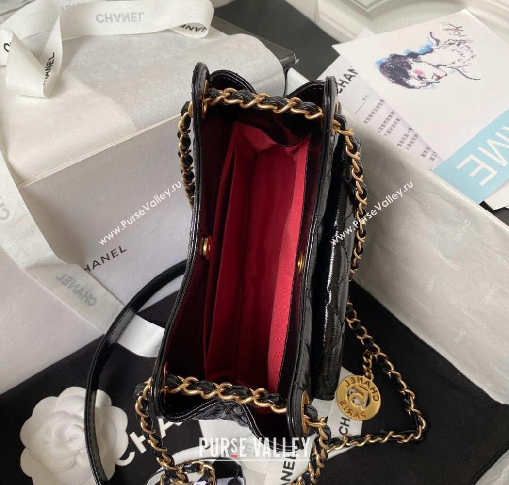 Chanel Shiny Crumpled Calfskin Small Hobo Bag AS4323 Black 2025 (yezi-250213033)