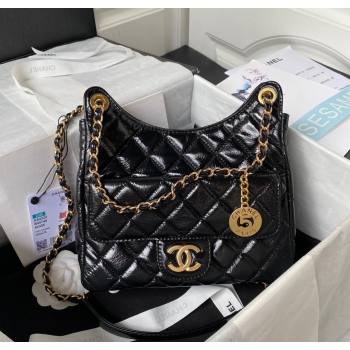 Chanel Shiny Crumpled Calfskin Hobo Bag AS4322 Black 2025 (yezi-250213034)