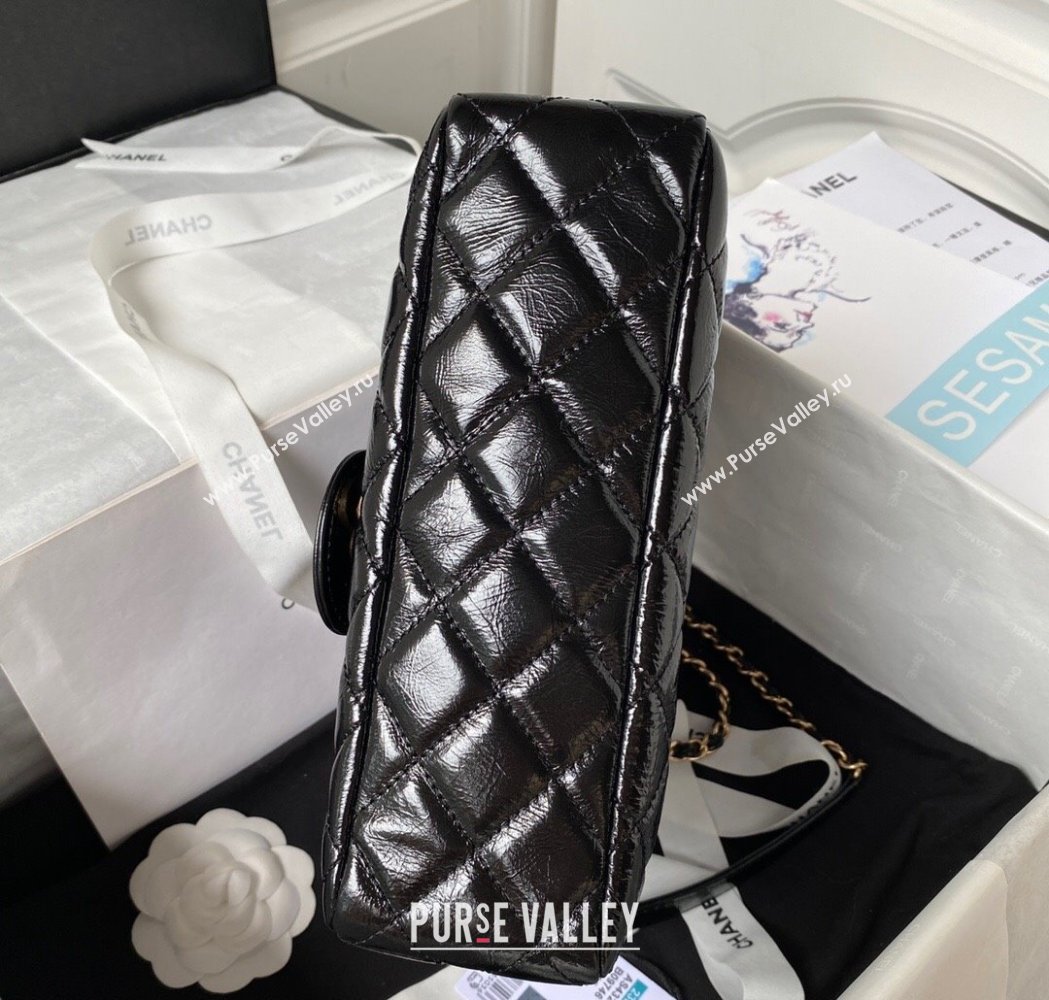 Chanel Shiny Crumpled Calfskin Hobo Bag AS4322 Black 2025 (yezi-250213034)