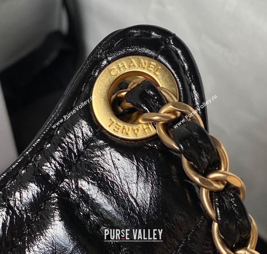 Chanel Shiny Crumpled Calfskin Hobo Bag AS4322 Black 2025 (yezi-250213034)