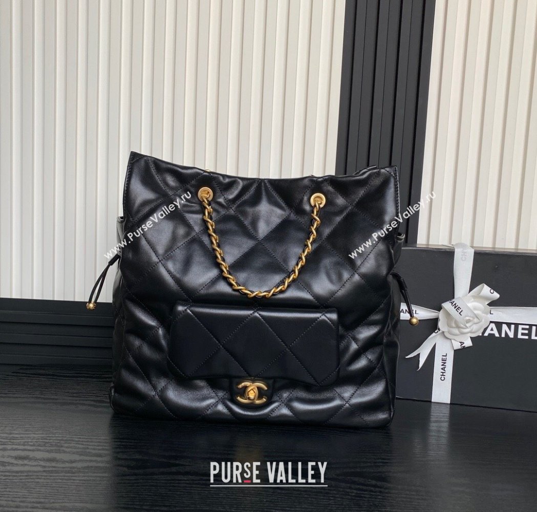 Chanel Shiny Lambskin Shopping Bag AS5315 Black 2025 (xiang-250213035)