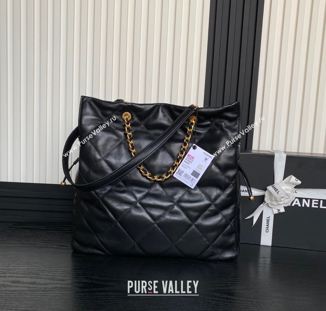 Chanel Shiny Lambskin Shopping Bag AS5315 Black 2025 (xiang-250213035)