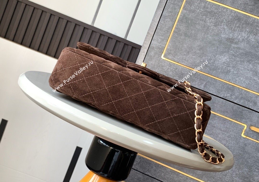 Chanel Suede Classic 11.12 Medium Flap bag A01112 Dark Coffee 2025 0113 (yezi-250213041)
