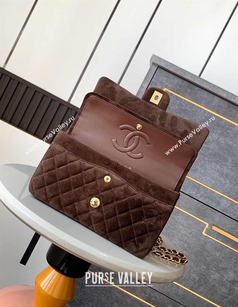 Chanel Suede Classic 11.12 Medium Flap bag A01112 Dark Coffee 2025 0113 (yezi-250213041)