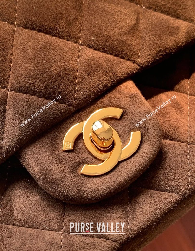 Chanel Suede Classic 11.12 Medium Flap bag A01112 Dark Coffee 2025 0113 (yezi-250213041)