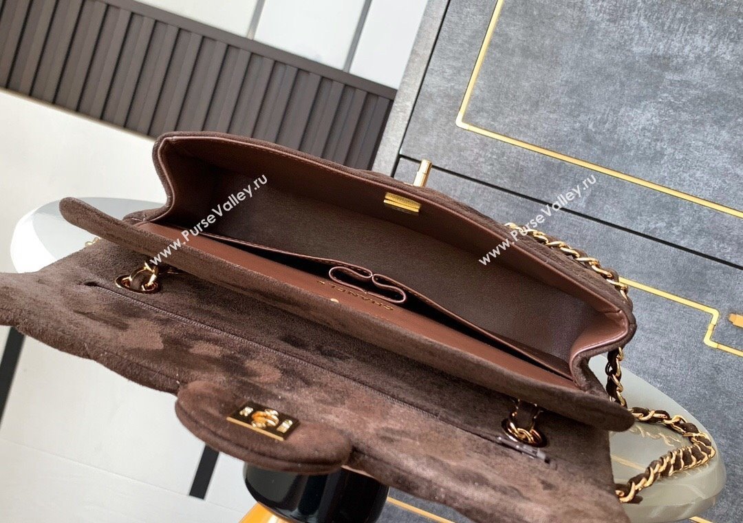 Chanel Suede Classic 11.12 Medium Flap bag A01112 Dark Coffee 2025 0113 (yezi-250213041)
