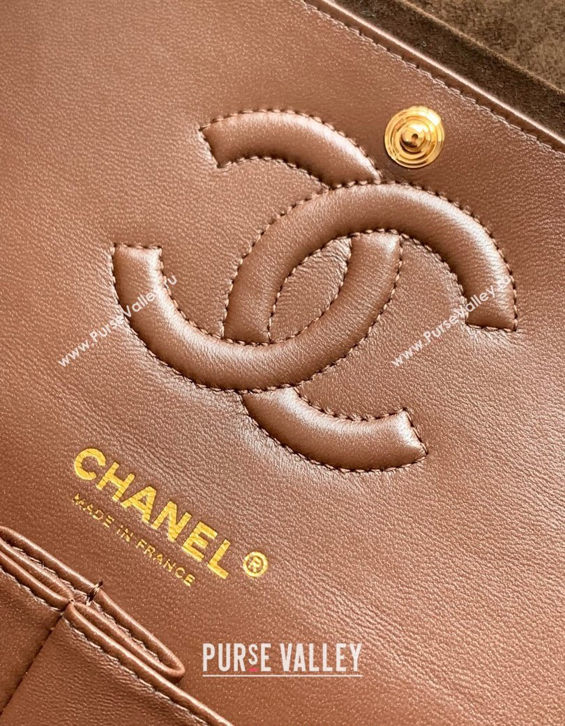 Chanel Suede Classic 11.12 Medium Flap bag A01112 Dark Coffee 2025 0113 (yezi-250213041)