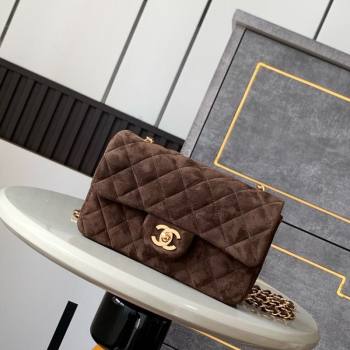 Chanel Suede Classic Mini Flap Bag A69900 Dark Coffee 2025 0113 (yezi-250213039)