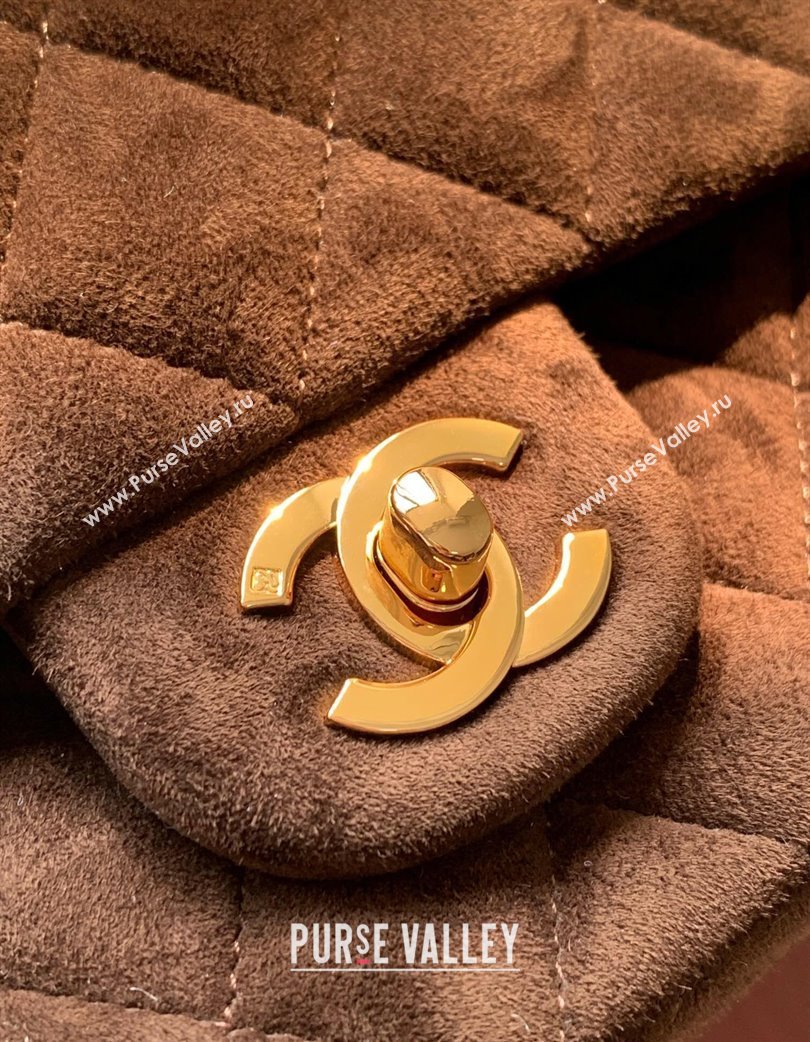 Chanel Suede Classic Mini Flap Bag A69900 Dark Coffee 2025 0113 (yezi-250213039)