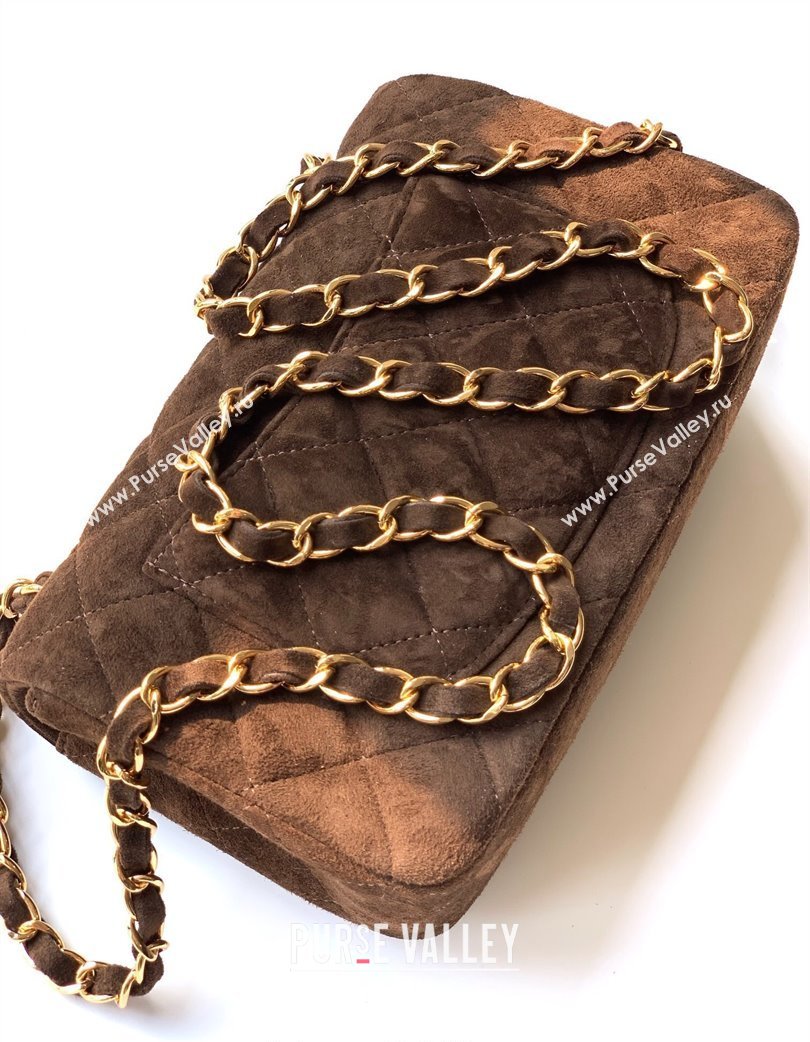 Chanel Suede Classic Mini Flap Bag A69900 Dark Coffee 2025 0113 (yezi-250213039)