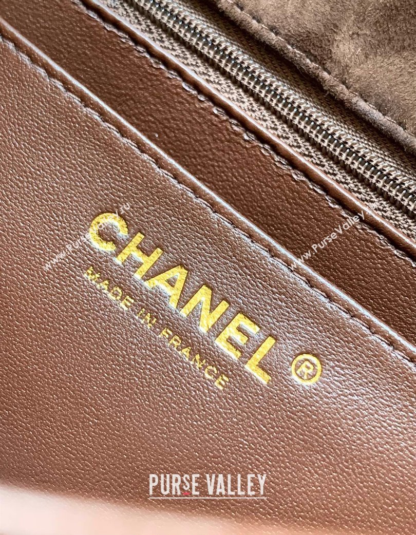 Chanel Suede Classic Mini Flap Bag A69900 Dark Coffee 2025 0113 (yezi-250213039)