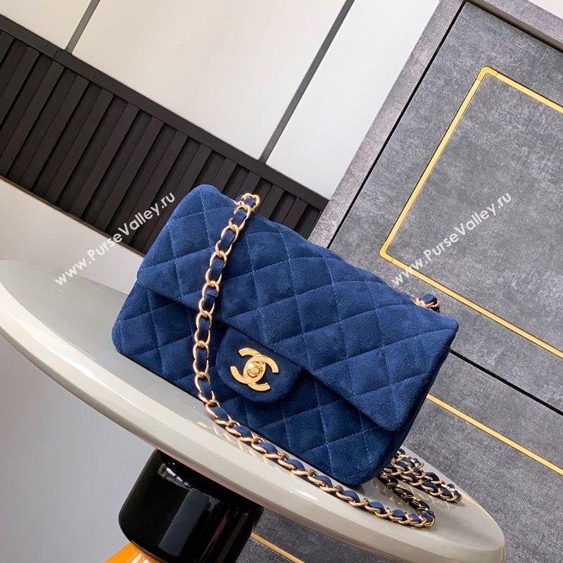 Chanel Suede Classic Mini Flap Bag A69900 Royal Blue 2025 0113 (yezi-250213040)