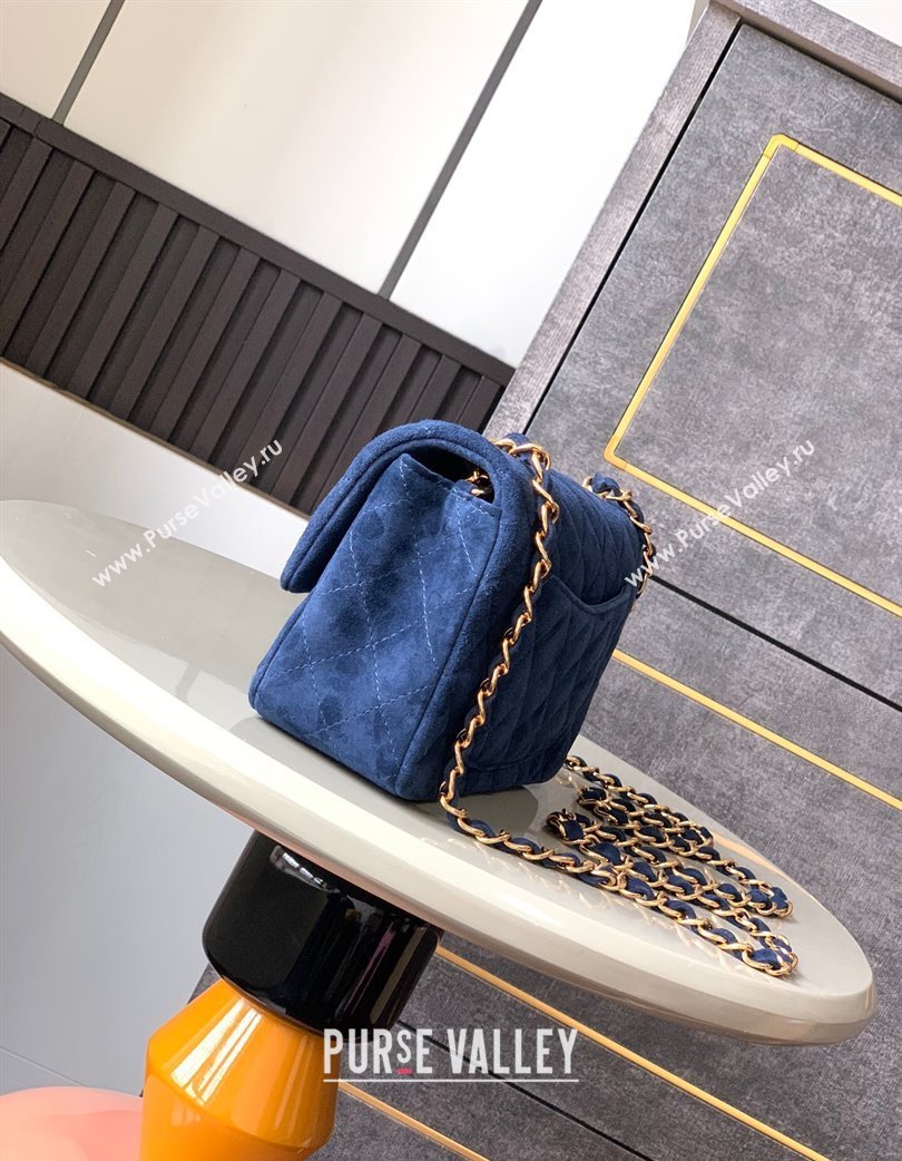 Chanel Suede Classic Mini Flap Bag A69900 Royal Blue 2025 0113 (yezi-250213040)