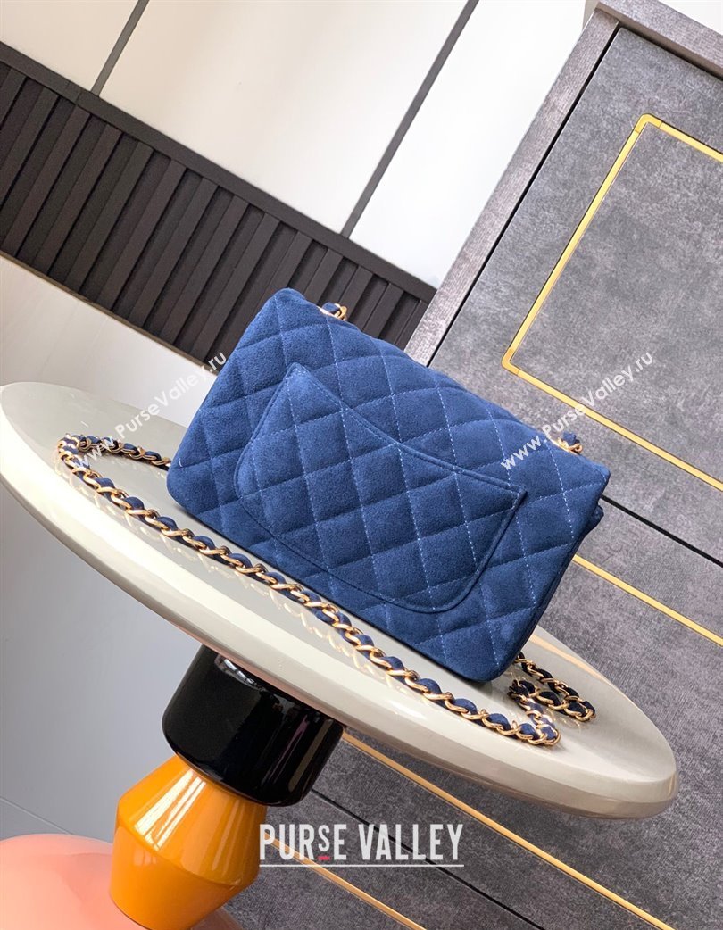 Chanel Suede Classic Mini Flap Bag A69900 Royal Blue 2025 0113 (yezi-250213040)