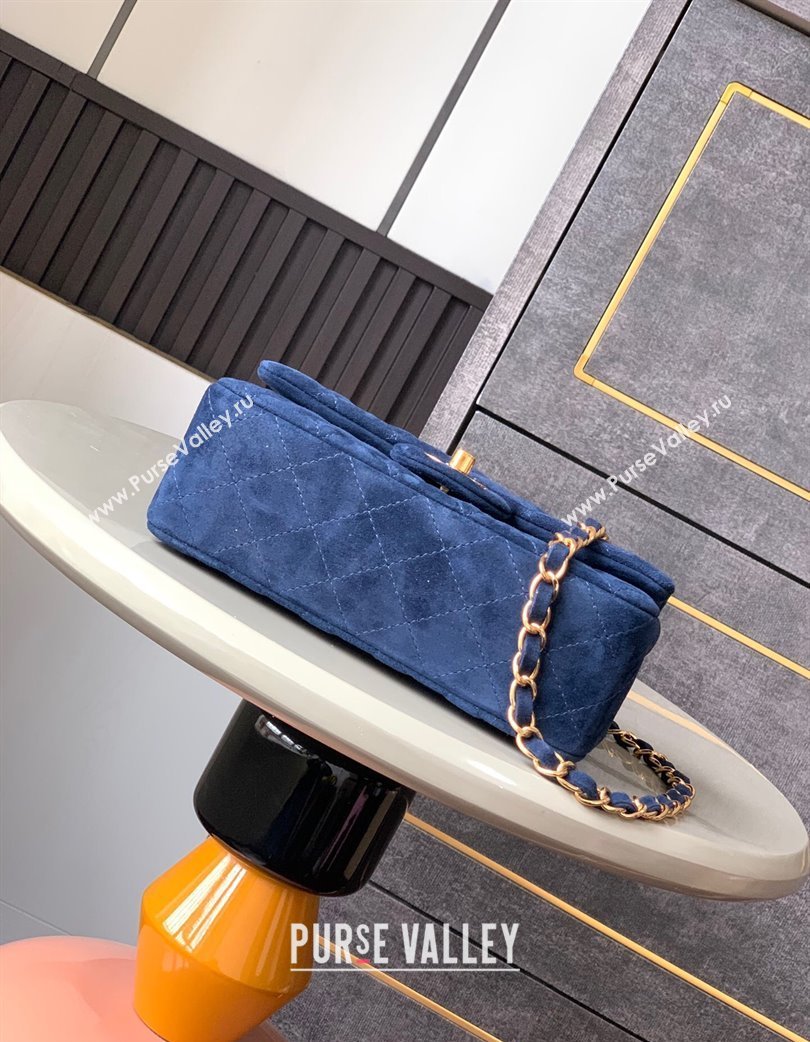 Chanel Suede Classic Mini Flap Bag A69900 Royal Blue 2025 0113 (yezi-250213040)