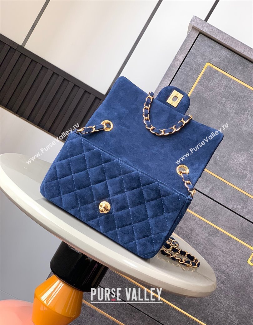 Chanel Suede Classic Mini Flap Bag A69900 Royal Blue 2025 0113 (yezi-250213040)