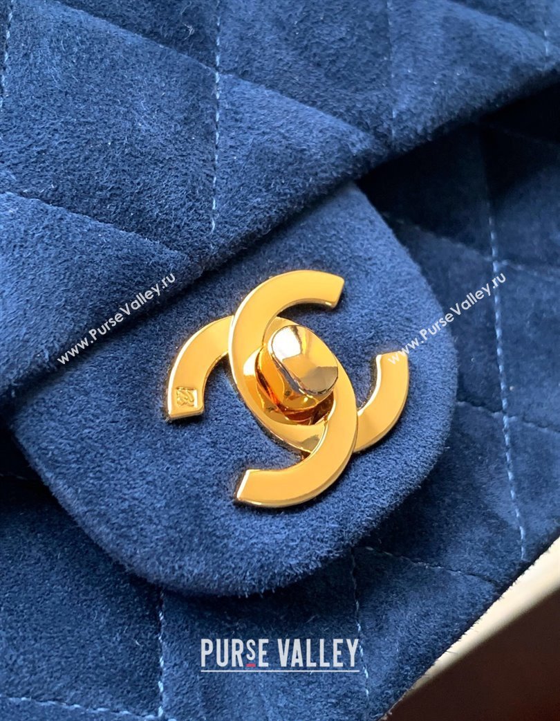 Chanel Suede Classic Mini Flap Bag A69900 Royal Blue 2025 0113 (yezi-250213040)