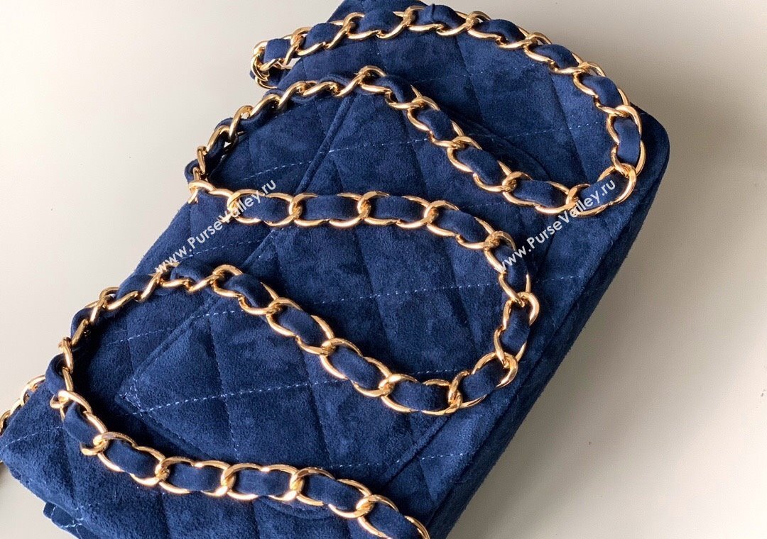 Chanel Suede Classic Mini Flap Bag A69900 Royal Blue 2025 0113 (yezi-250213040)
