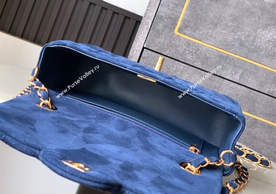 Chanel Suede Classic Mini Flap Bag A69900 Royal Blue 2025 0113 (yezi-250213040)