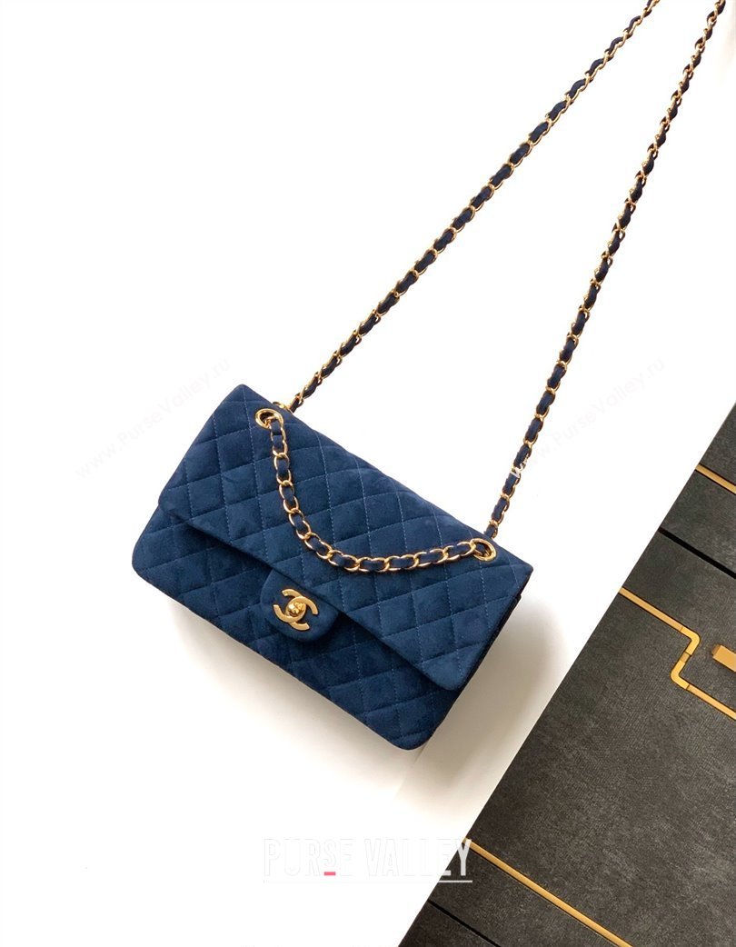 Chanel Suede Classic 11.12 Medium Flap bag A01112 Royal Blue 2025 0113 (yezi-250213042)