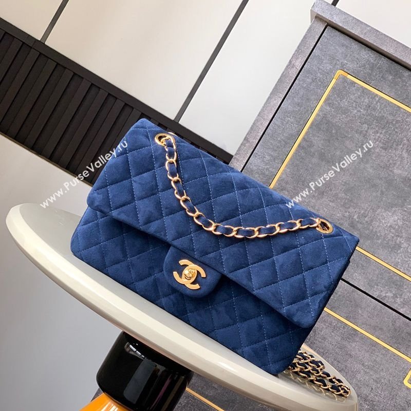 Chanel Suede Classic 11.12 Medium Flap bag A01112 Royal Blue 2025 0113 (yezi-250213042)