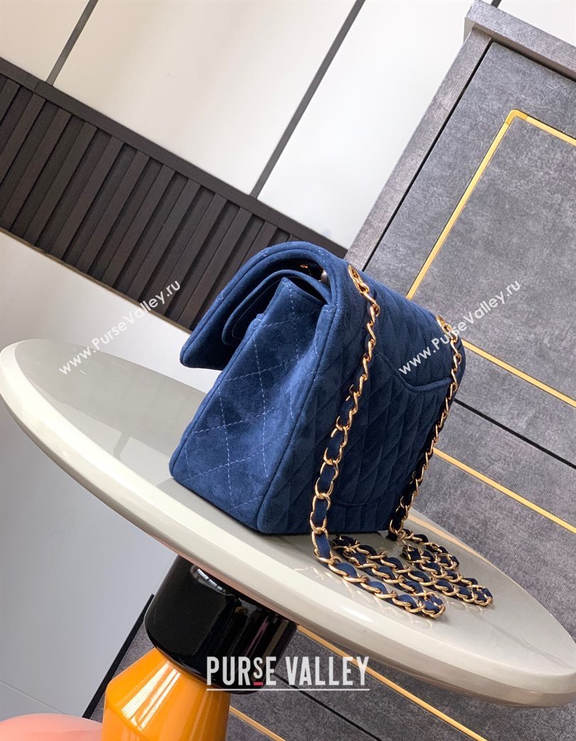 Chanel Suede Classic 11.12 Medium Flap bag A01112 Royal Blue 2025 0113 (yezi-250213042)