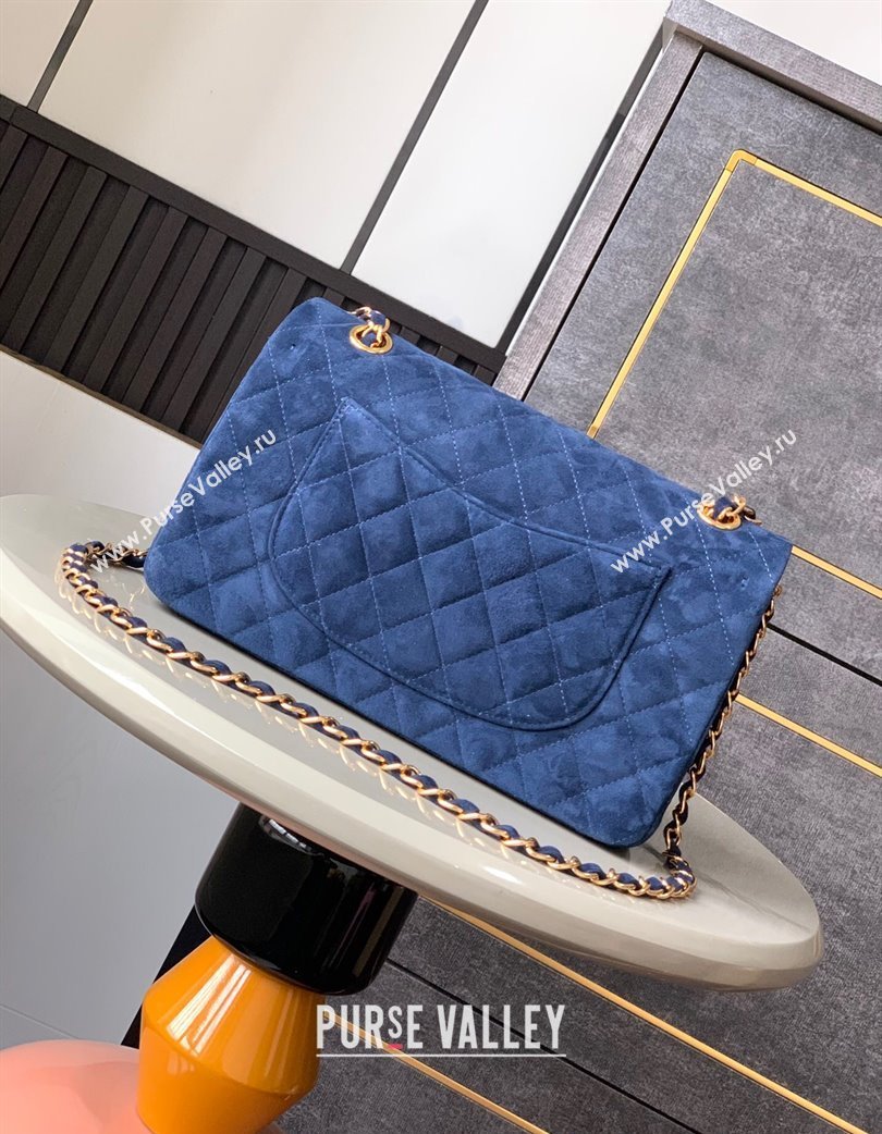 Chanel Suede Classic 11.12 Medium Flap bag A01112 Royal Blue 2025 0113 (yezi-250213042)