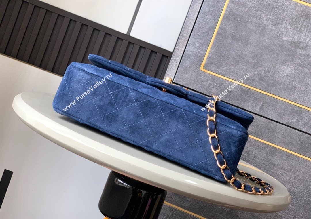 Chanel Suede Classic 11.12 Medium Flap bag A01112 Royal Blue 2025 0113 (yezi-250213042)