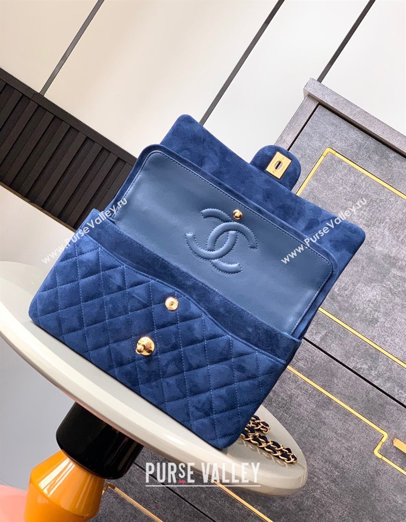 Chanel Suede Classic 11.12 Medium Flap bag A01112 Royal Blue 2025 0113 (yezi-250213042)