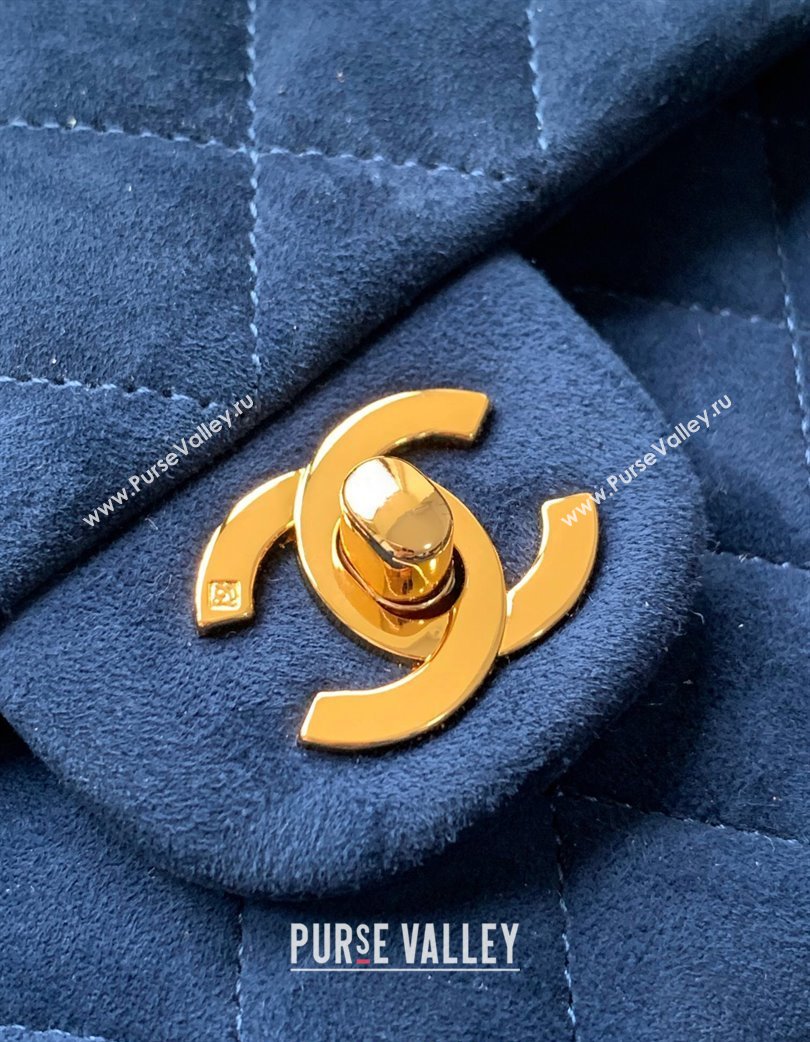 Chanel Suede Classic 11.12 Medium Flap bag A01112 Royal Blue 2025 0113 (yezi-250213042)