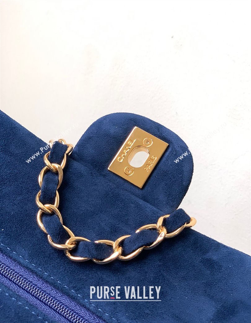 Chanel Suede Classic 11.12 Medium Flap bag A01112 Royal Blue 2025 0113 (yezi-250213042)