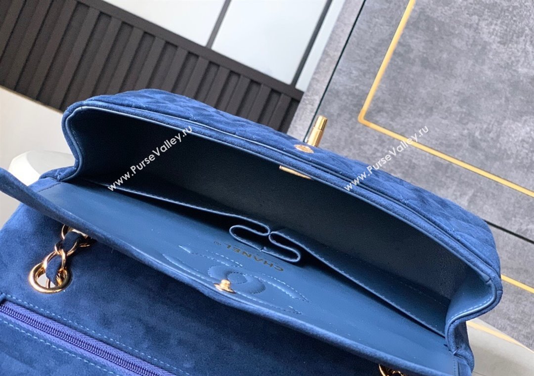 Chanel Suede Classic 11.12 Medium Flap bag A01112 Royal Blue 2025 0113 (yezi-250213042)