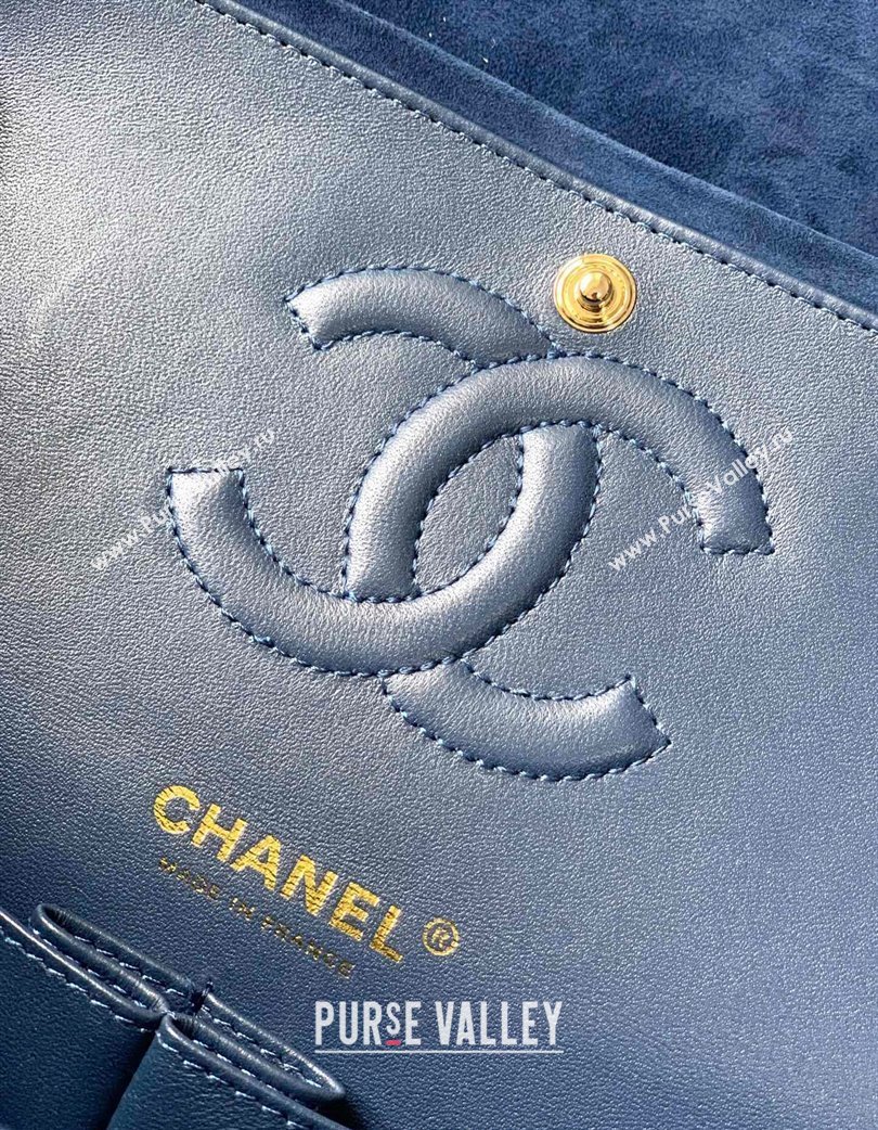 Chanel Suede Classic 11.12 Medium Flap bag A01112 Royal Blue 2025 0113 (yezi-250213042)