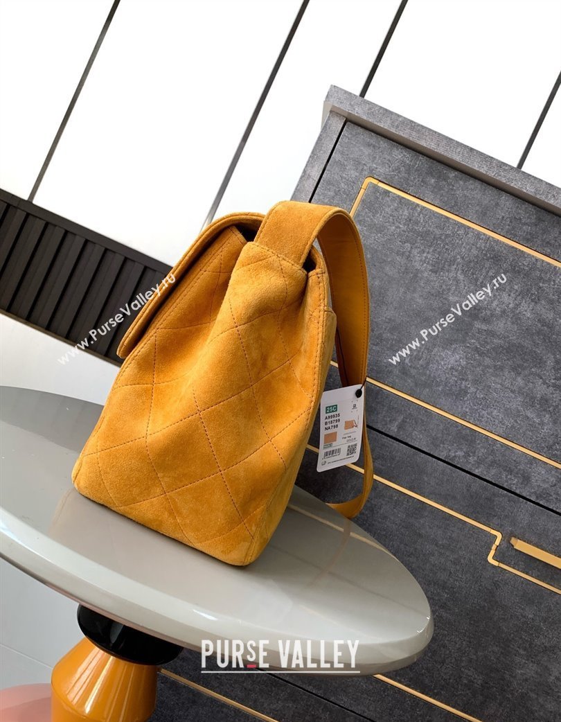 Chanel Vintage Suede Flap Bag with Wide Strap Yellow 2025 A99935 (yezi-250213043)