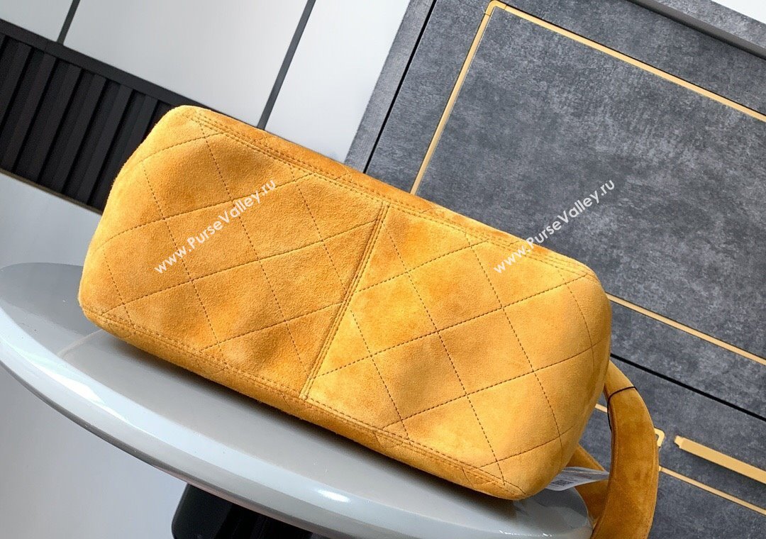 Chanel Vintage Suede Flap Bag with Wide Strap Yellow 2025 A99935 (yezi-250213043)