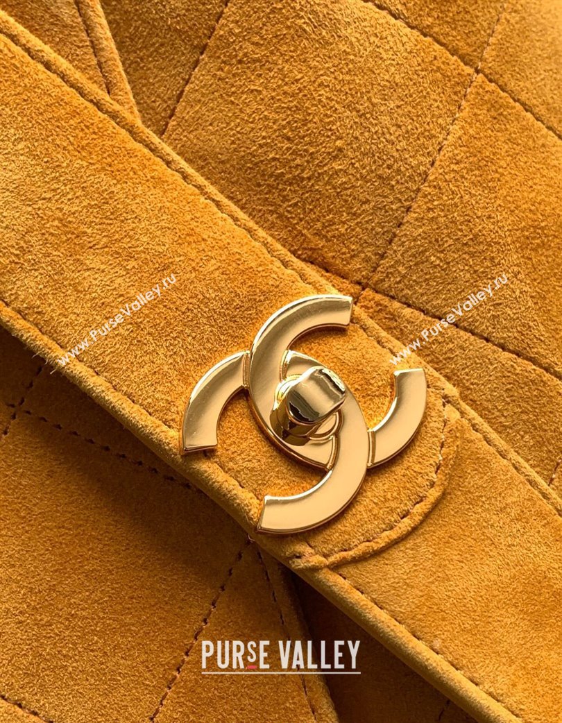 Chanel Vintage Suede Flap Bag with Wide Strap Yellow 2025 A99935 (yezi-250213043)