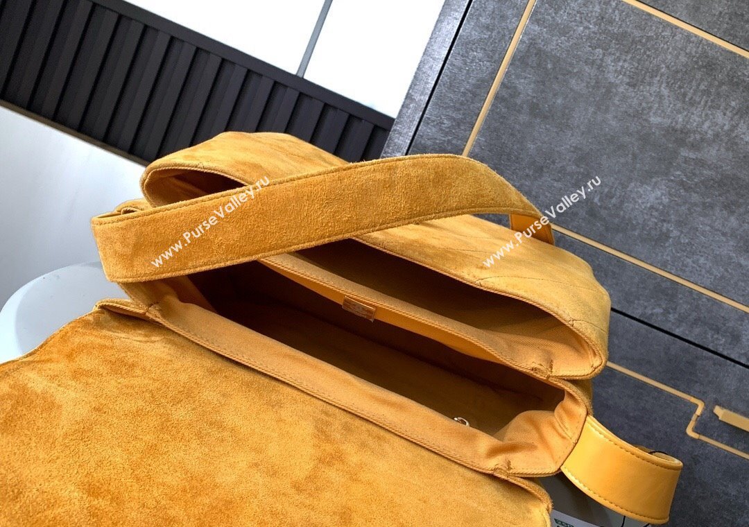 Chanel Vintage Suede Flap Bag with Wide Strap Yellow 2025 A99935 (yezi-250213043)