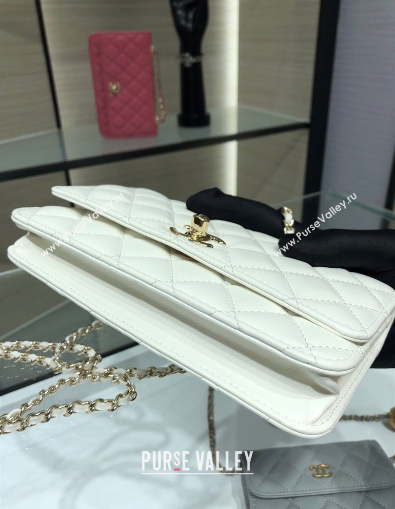Chanel Lambskin Wallet On Chain WOC with Metal-Tone Band White 2025 A84456 (yezi-250213047)