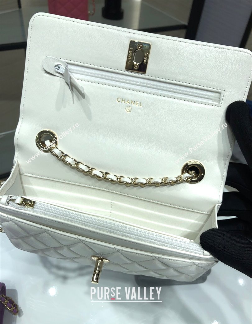 Chanel Lambskin Wallet On Chain WOC with Metal-Tone Band White 2025 A84456 (yezi-250213047)