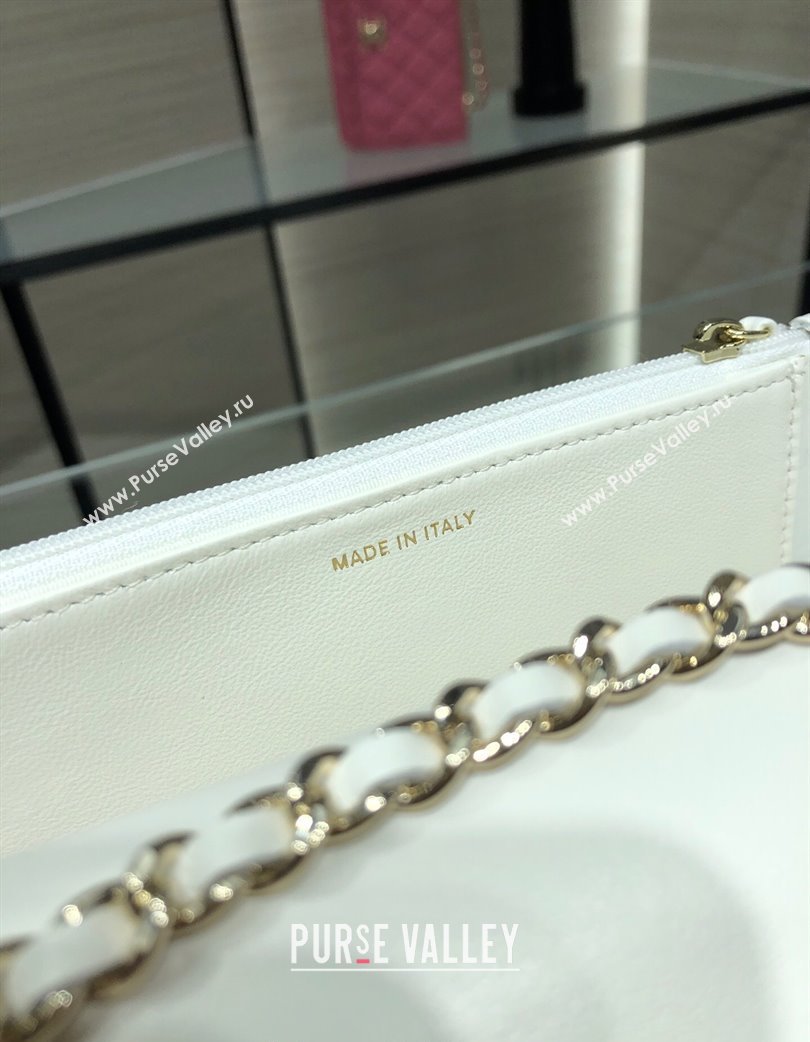 Chanel Lambskin Wallet On Chain WOC with Metal-Tone Band White 2025 A84456 (yezi-250213047)