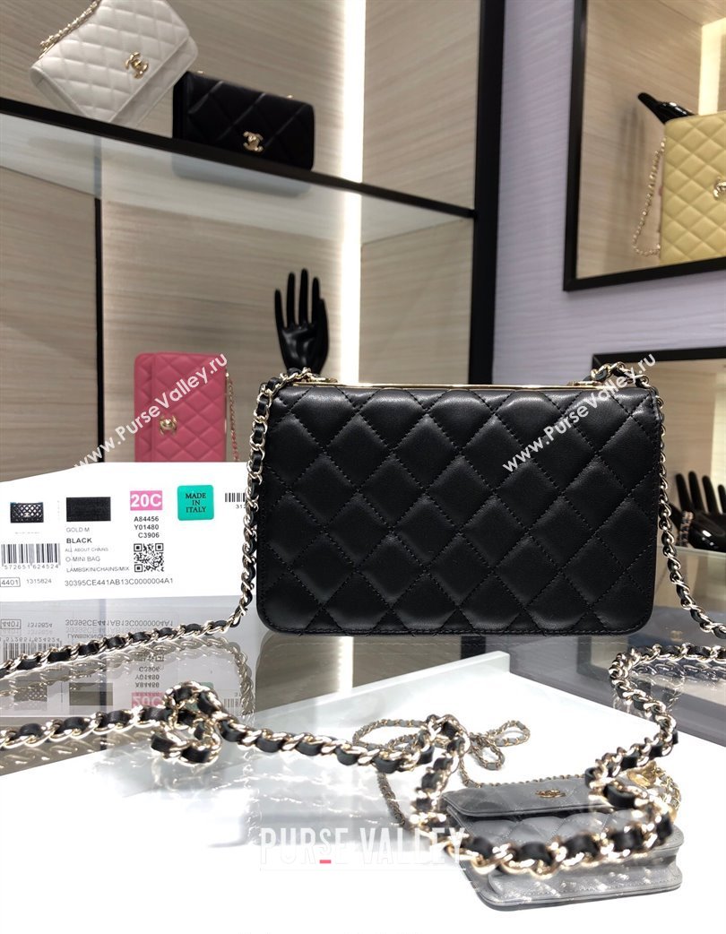 Chanel Lambskin Wallet On Chain WOC with Metal-Tone Band Black 2025 A84456 (yezi-250213048)
